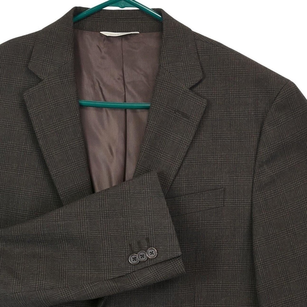 Banana Republic Vintage Men's 44R Brown Plaid Blazer Wool/Cotton‎ Sport Coat